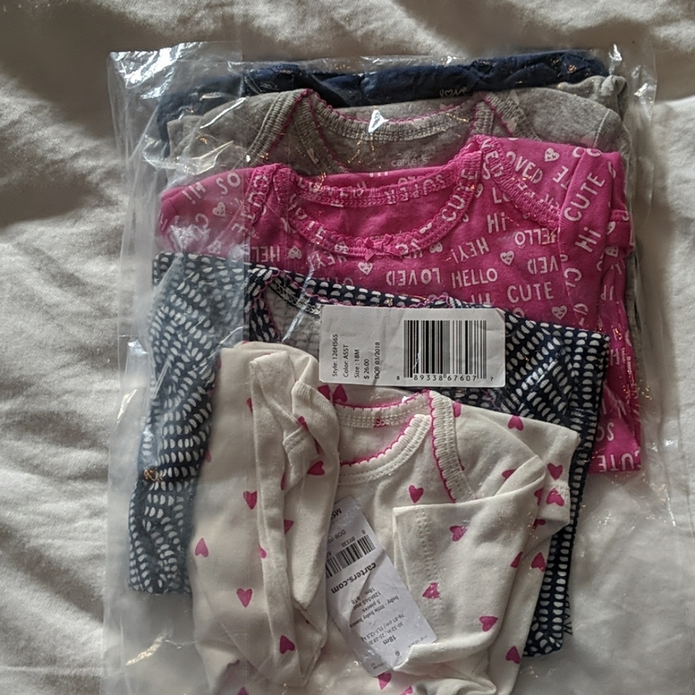 NWT Carter's 5 pack girls onsies size 18M